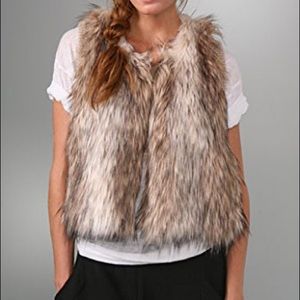 Rebecca Taylor faux fur brown vest sz XS